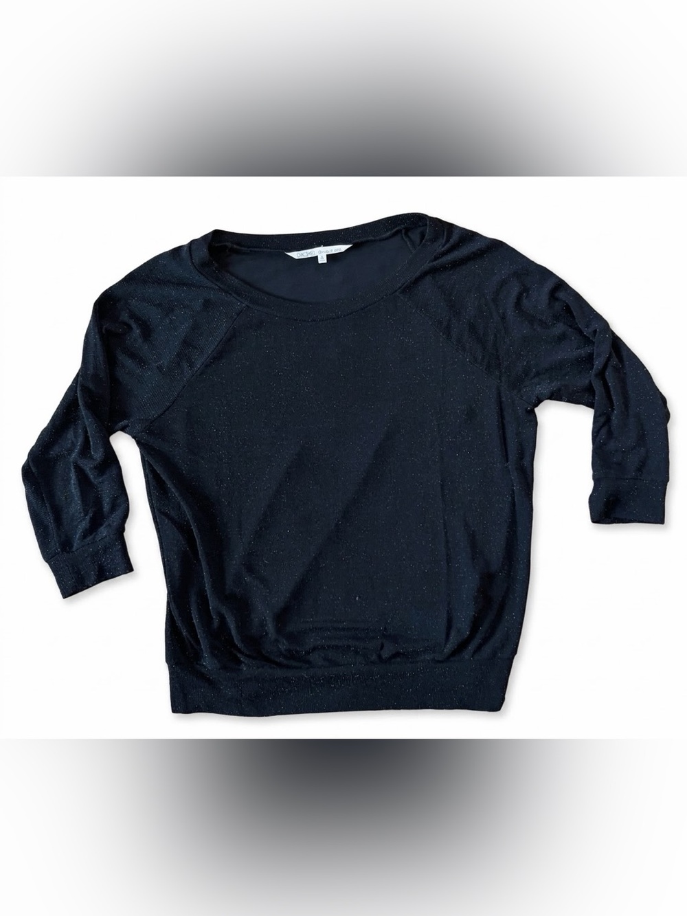 RACHEL Rachel Roy Black Short Sleeve Shimmer Knit Top